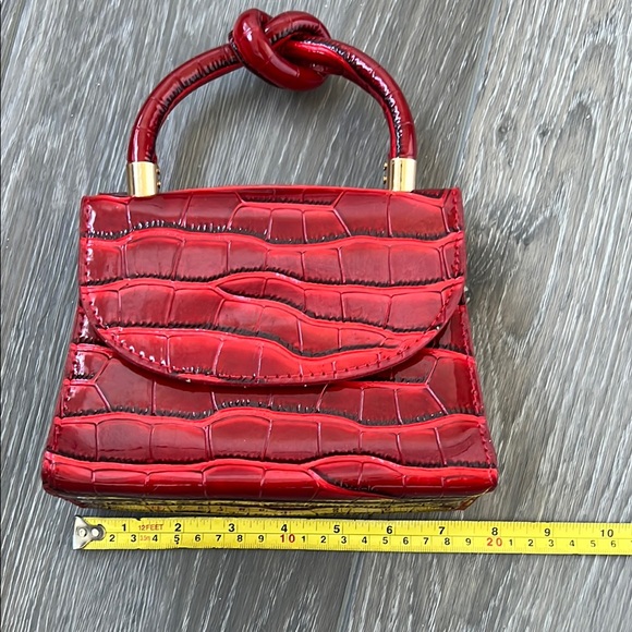 Red Croc-Embossed Handbag - Picture 3 of 3